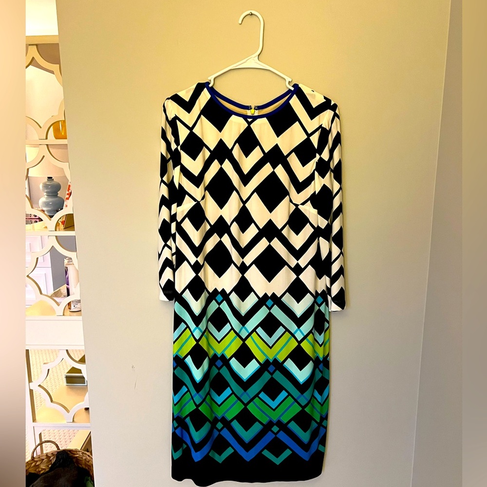 Eliza J Printed Long Sleeve Dress